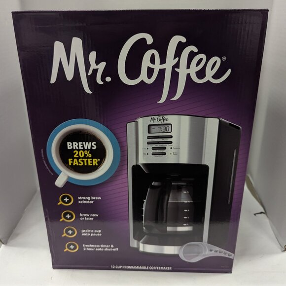 Mr. Coffee 12-Cup Programmable Coffee Maker Rapid Brew Strong Brew Stainless